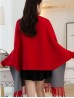 Cashmere Feeling Open-Front Cape W/Sleeves